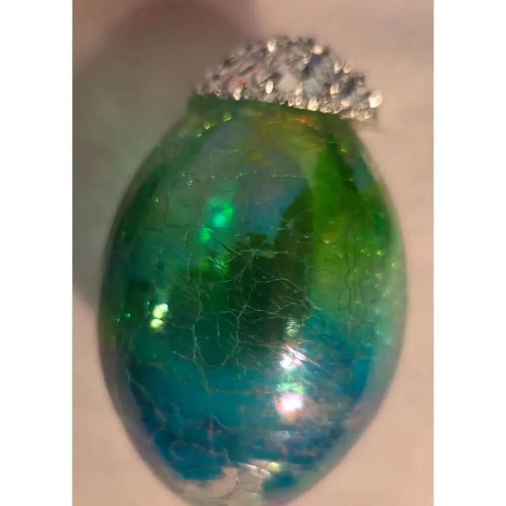 Vintage Iridescent Glass Easter Egg Ornaments Set of 5 Crackle Finish Bundle